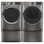 Washer & Dryer Set, Ge Front Load 28′ Satin Nickel New Open