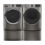 GE 28″ Wide Front Load Washer & Dryer Set Satin Nickel