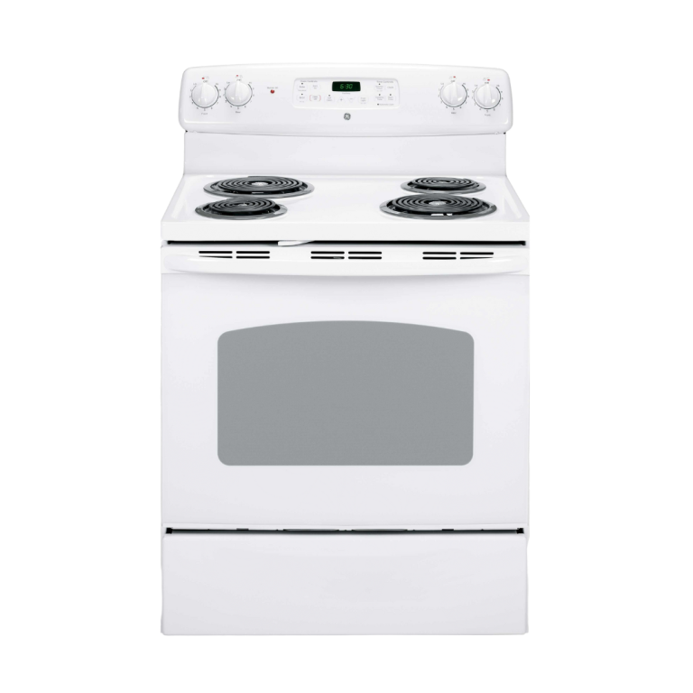 GE 30″ Electric Range w/ 5 Cu. Ft. Sellf-Cleaning Oven and Sensi-Temp Coil Element White