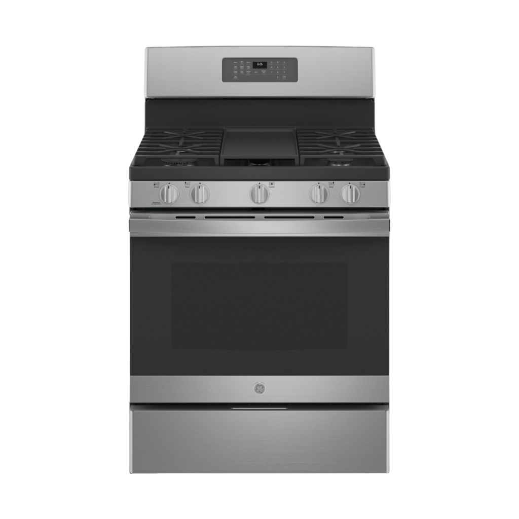 Cuisinière au gaz 30″ GE avec four autonettoyant de 5 pi³ inox