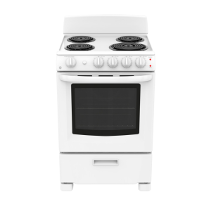 Cuisinière électrique 24″ GE avec un four de 2,9 pi³ blanche