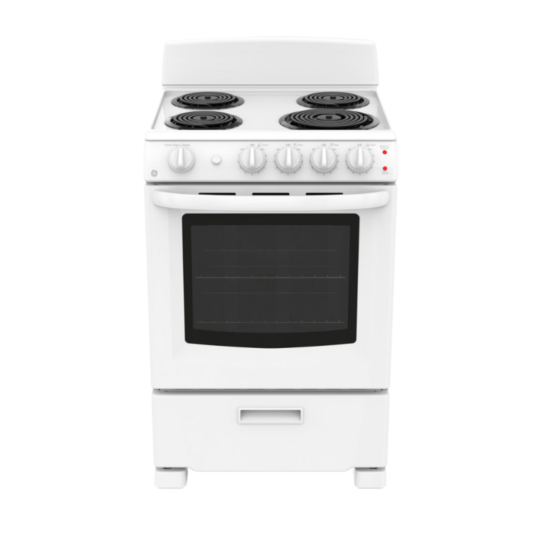 Cuisinière électrique 24″ GE avec un four de 2,9 pi³ blanche