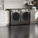 GE 28" / 5.5 ft³ Front Load Washer With Steam Satin Nickel