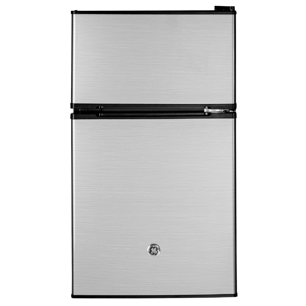 GE 3.1 ft³ Double Door Compact Refrigerator CleanSteel Finish