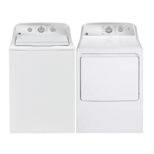 GE 4.4 Cu. Ft. Top Load Washer & 7.2 Cu. Ft. Dryer Set White