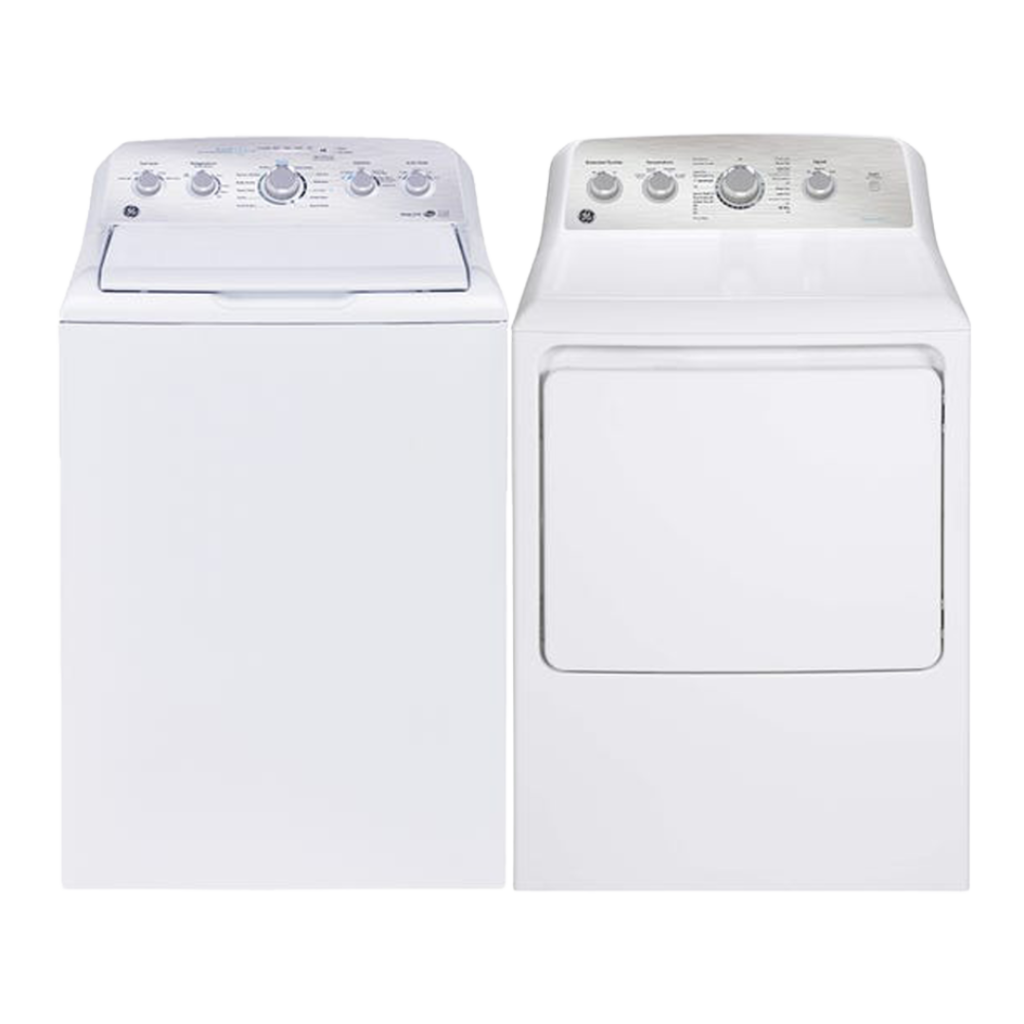 GE 4.9 Cu. Ft. Top Load Washer and 7.2 Cu. Ft Dryer Set White