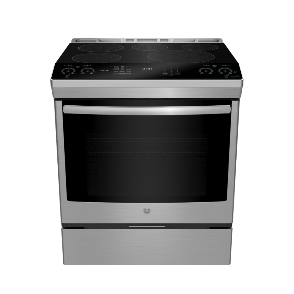 GE Profile 30" Electric Slide-in True European Convection Induction Range Stainless Steel