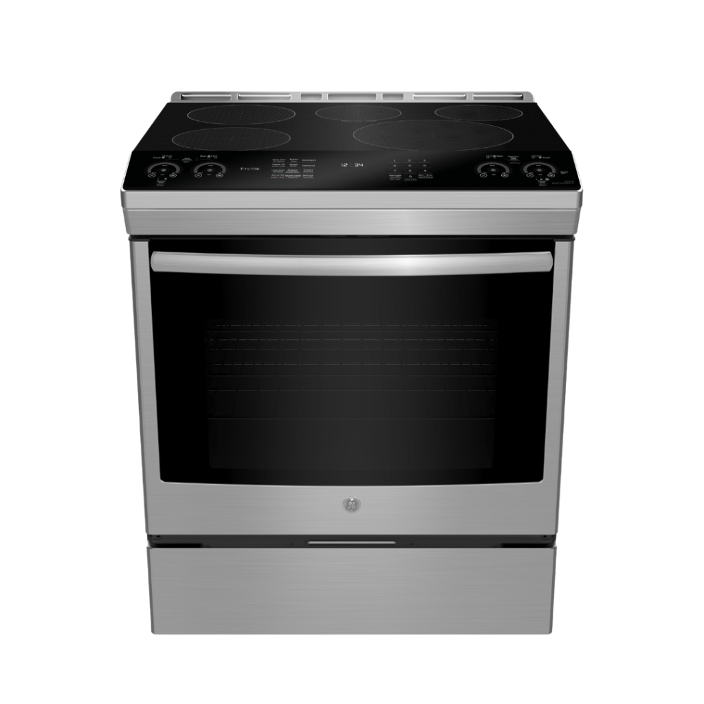 Cuisinière à induction encastrée 30″ GE Profile avec four à convection véritable inox