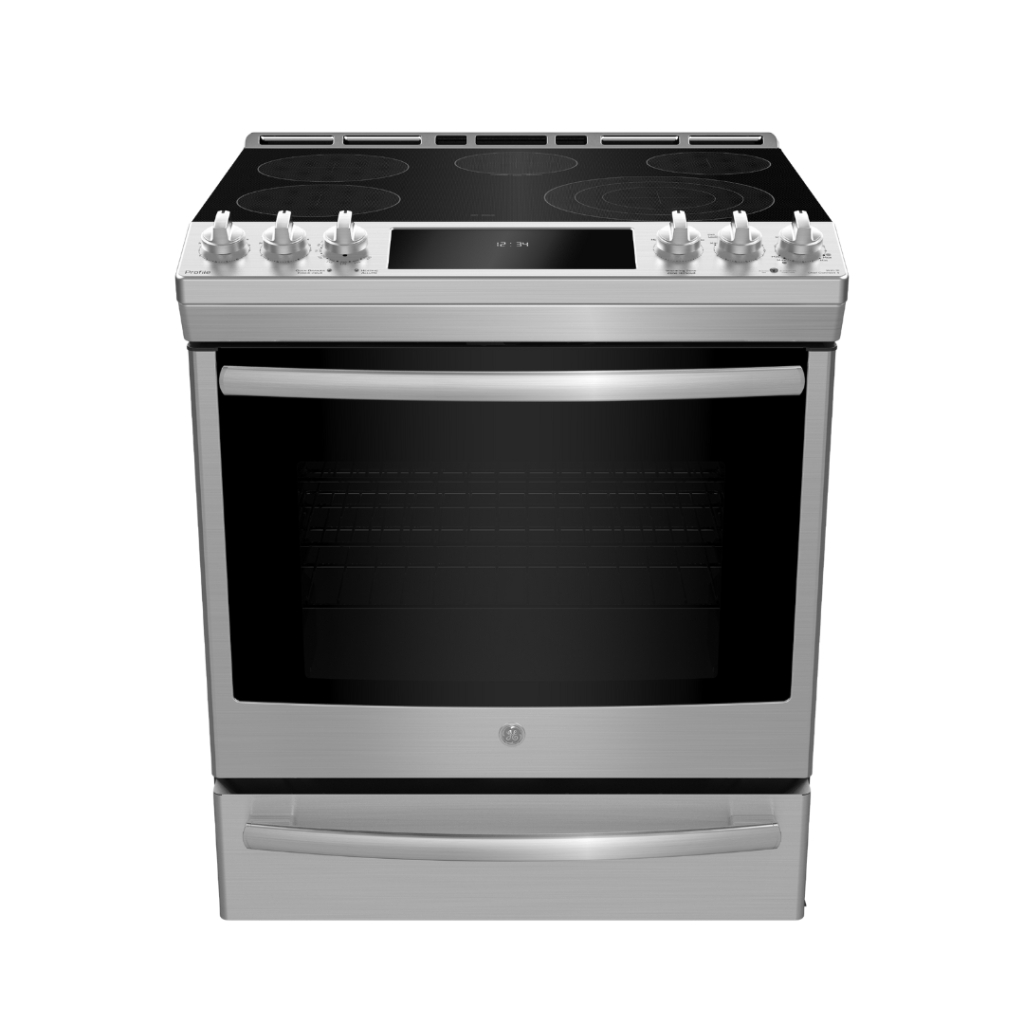 Cuisinière électrique encastrée 30″ GE Profile avec four à convection véritable inox