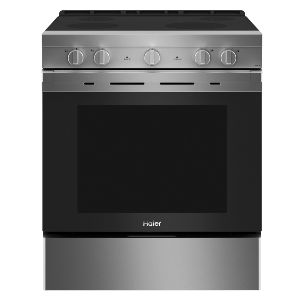 HAIER 30″ Electric Slide-In Fan Convection Range w/ 5.7 Cu. Ft. Oven and WiFi Connexion