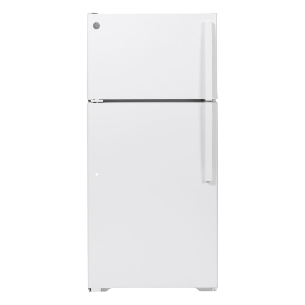 Réfrigérateur à congélateur supérieur 28 po de large 15,6 pi³ GE blanc - poignée à droite