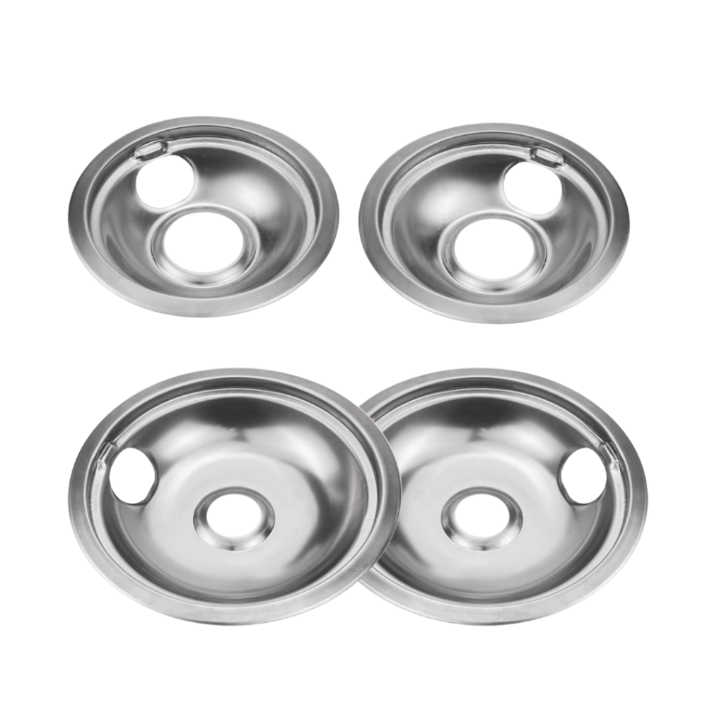 WHIRLPOOL Range Cooktop Drip Bowl Set, Chrome, 4 Pieces