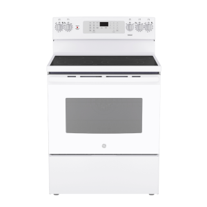 Cuisinière électrique à convection véritable 30″ GE avec four de 5 pi³ blanche