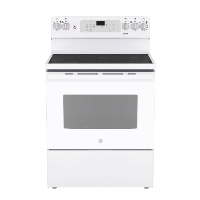 Cuisinière électrique à convection véritable 30″ GE avec four de 5 pi³ blanche