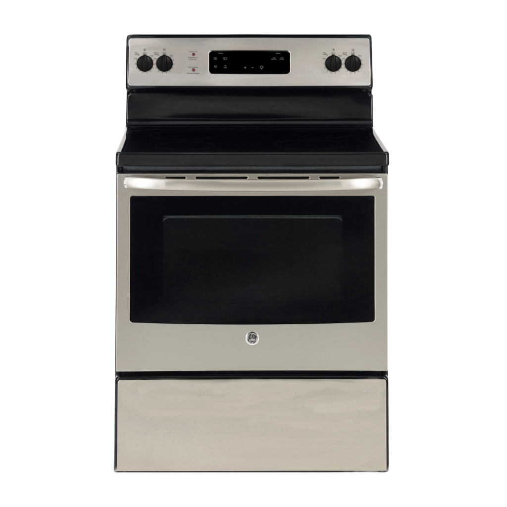 Cuisinière électrique 30″ GE avec four de 5 pi³ et tiroir de rangement QuickClean™